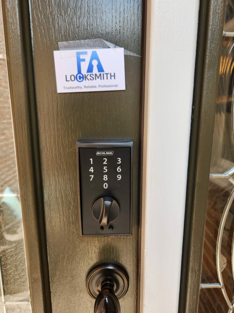 Residential keypad lock installation on wood door in Raleigh FA Locksmith (1)